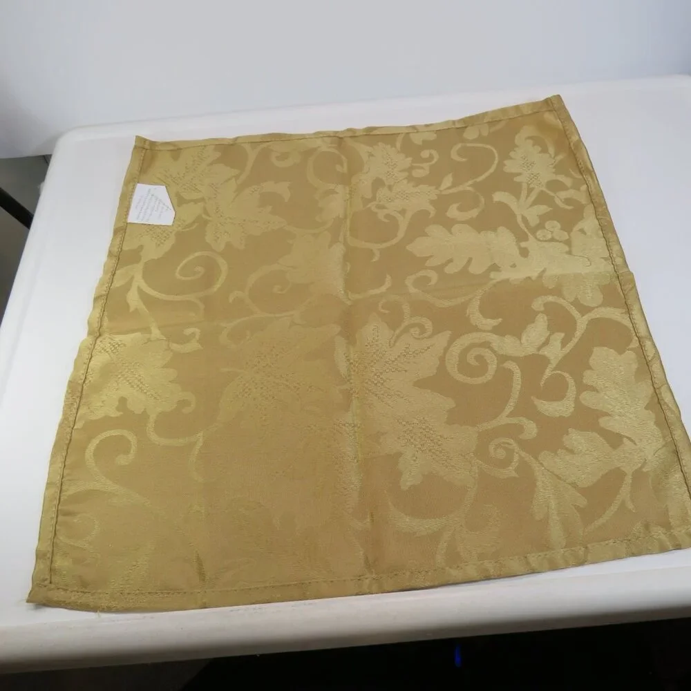 Vintage Gold Jacquard Fabric(4) Dinner Napkins 16.5x16.5